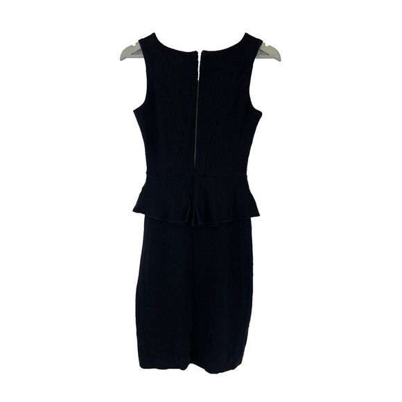 Ganni Peplum Sheath Dress Black Crepe V-Neck Knee Sleeveless Back Zip Womens XS - Picture 6 of 13